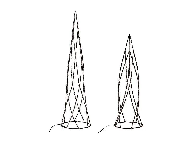 Lot de 2 décorations de Noël LED NEIDEN Arbre de Noël 52/38 cm Argenté