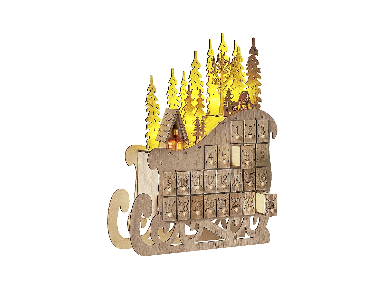 Décoration de Noël LED IMPALA Calendrier de l'Avent 40 cm Marron clair