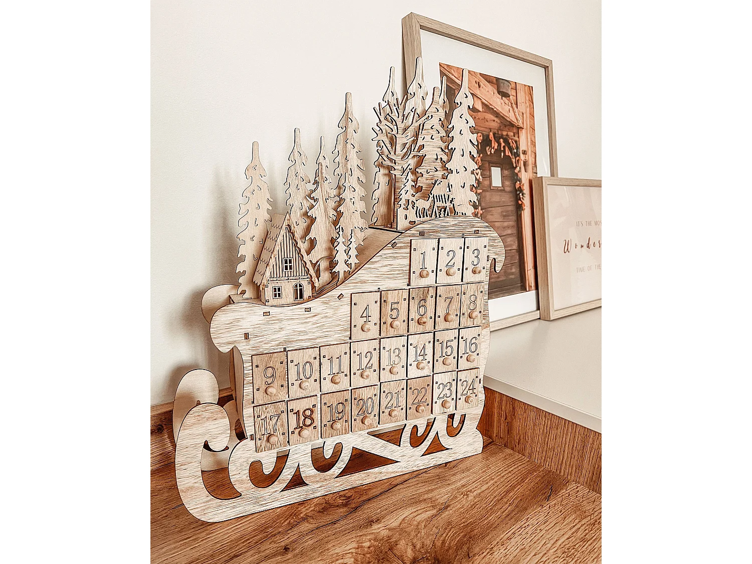 Julpynt LED IMPALA 40 cm Adventskalender Ljusbrun