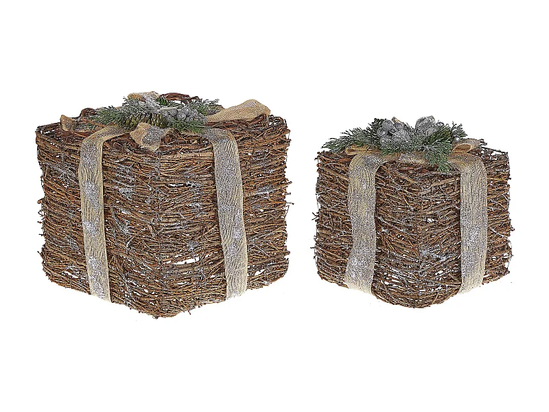 Set di 2 decorazioni rattan argento INARI