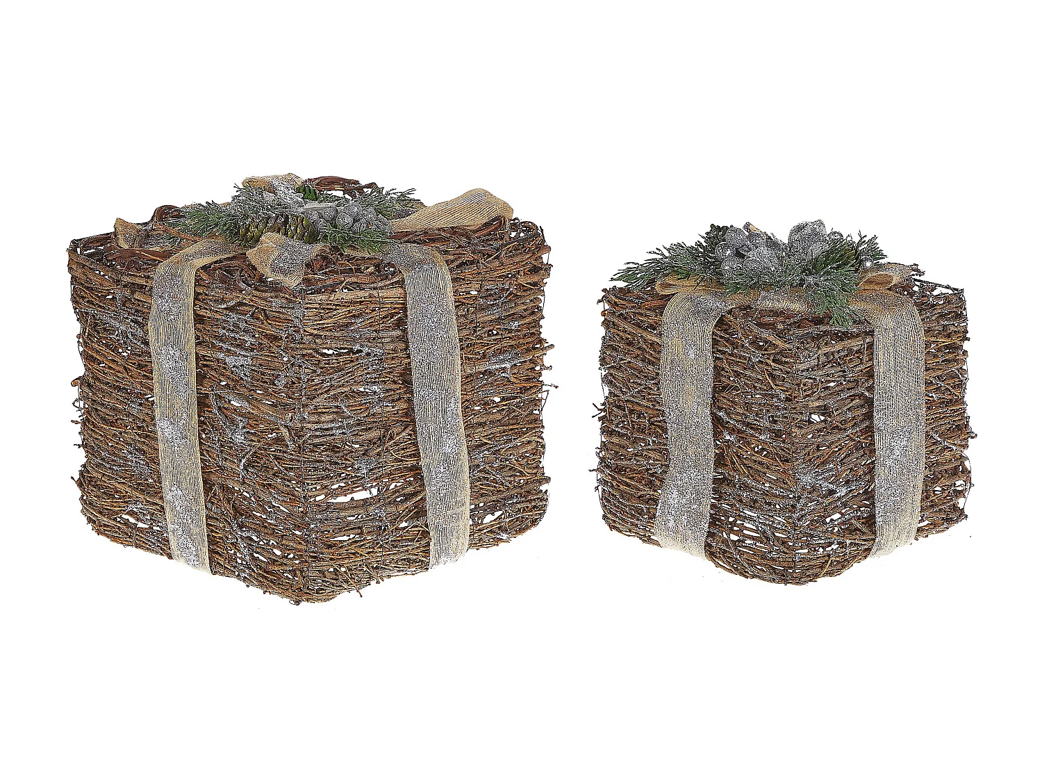 Lot de 2 décorations de Noël INARI Cadeaux de Noël 28/21 cm Argenté