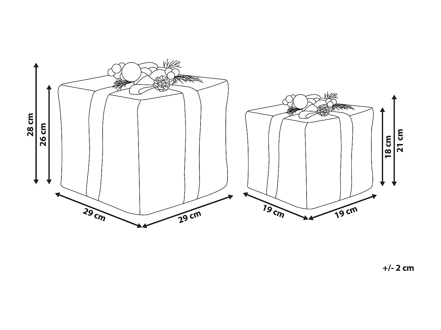 Lot de 2 décorations de Noël INARI Cadeaux de Noël 28/21 cm Argenté