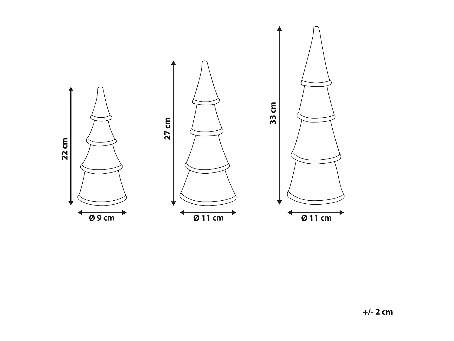 Dekofigur Glas weiss Weihnachtsbaum mit LED-Beleuchtung 3er Set KIERINKI