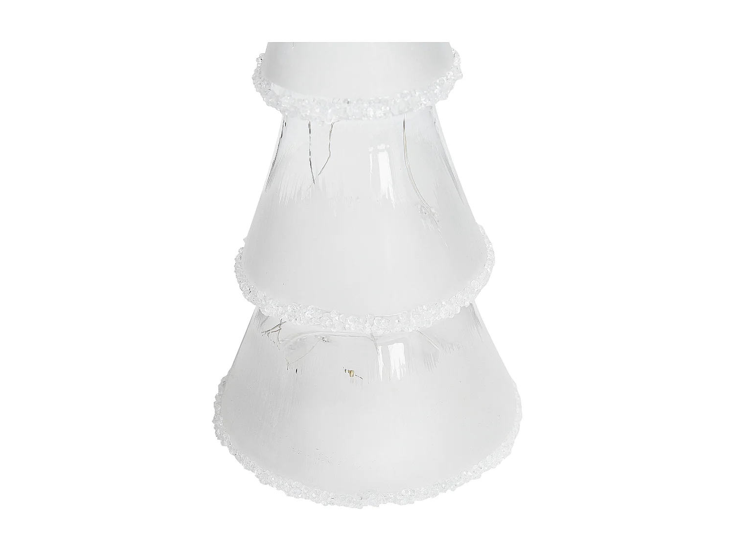 Dekofigur Glas weiss Weihnachtsbaum mit LED-Beleuchtung 3er Set KIERINKI