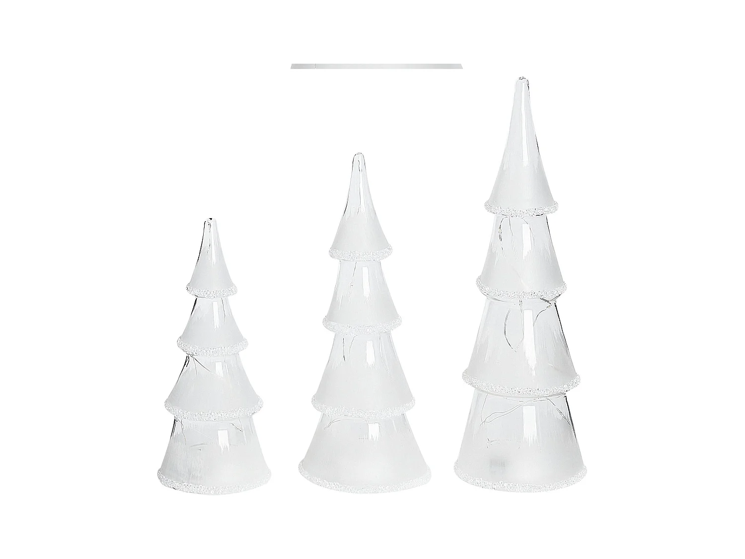 Lot de 3 figurines LED KIERINKI Arbre de Noël 22/27/33 cm Blanc