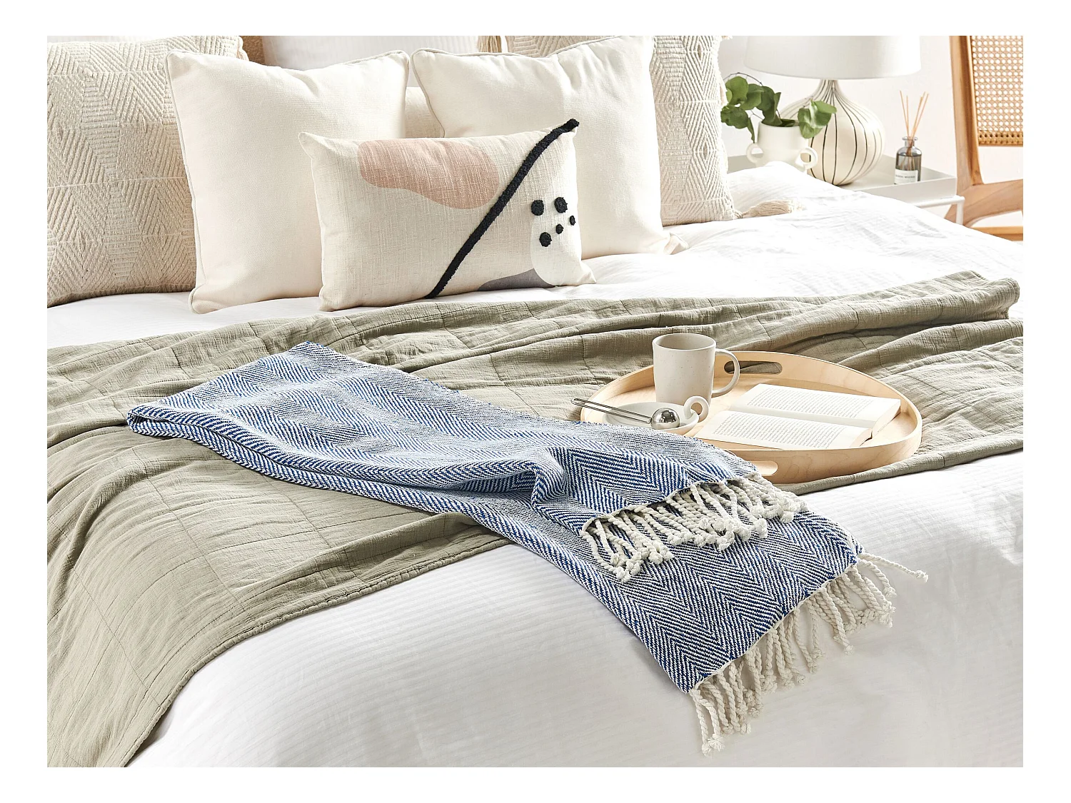 Plaid TILMI Katoen 130 x 160 cm Blauw