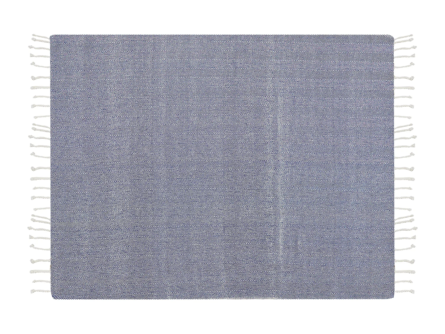 Klassische Kuscheldecke mit Fransen handgewebt Baumwolle blau 130x160 cm Tilmi