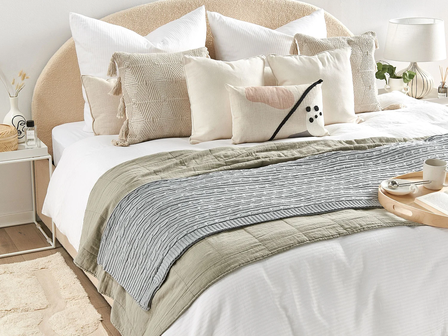 Manta ANAMUR Algodão 110 x 180 cm Cinzento claro