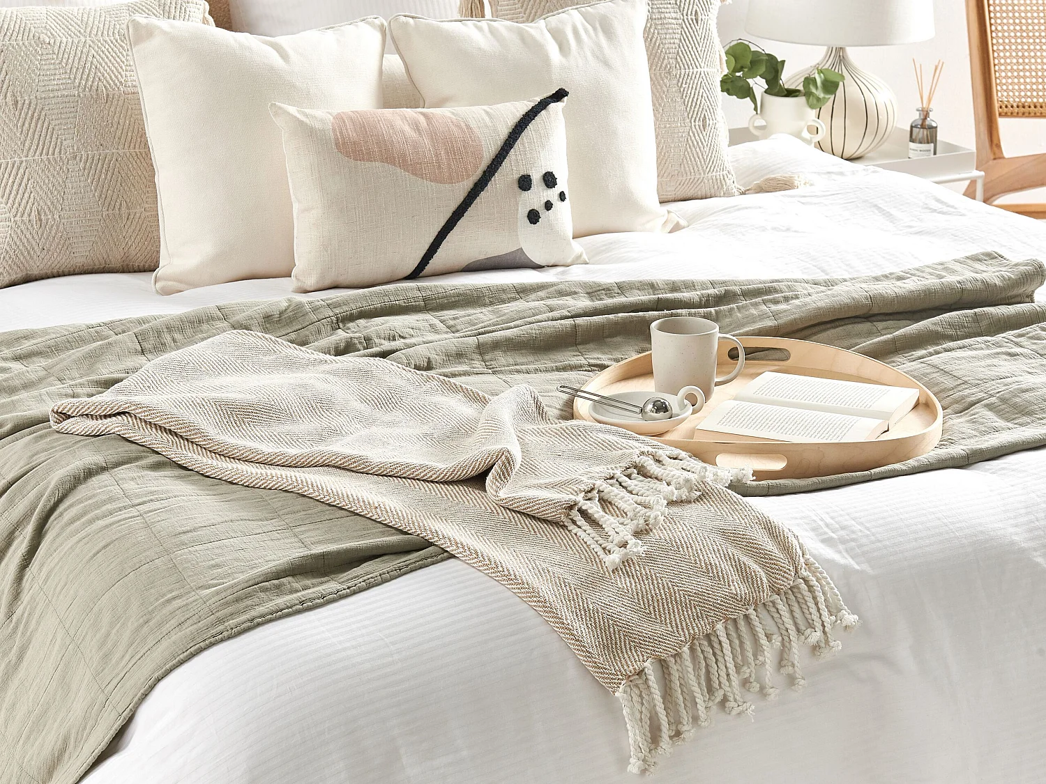 Couverture TILMI Coton 130 x 160 cm Beige clair