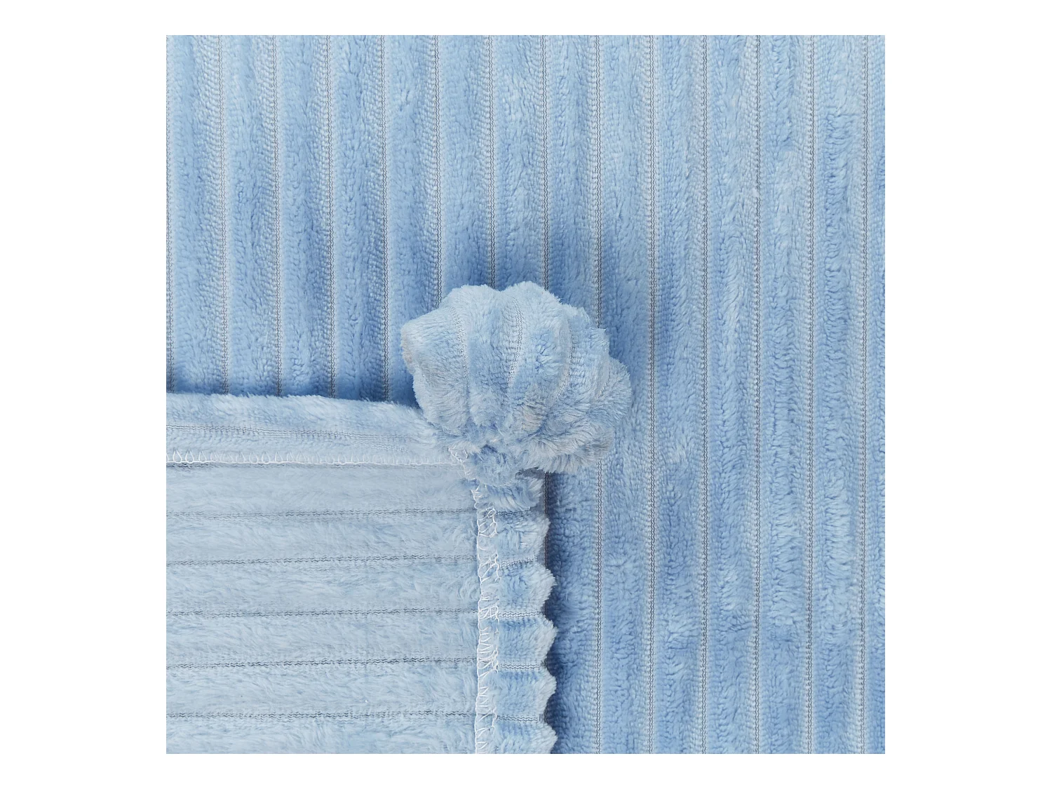 Flauschige Decke blau mit Streifenoptik und Bommeln 150 x 200 cm Kaweri