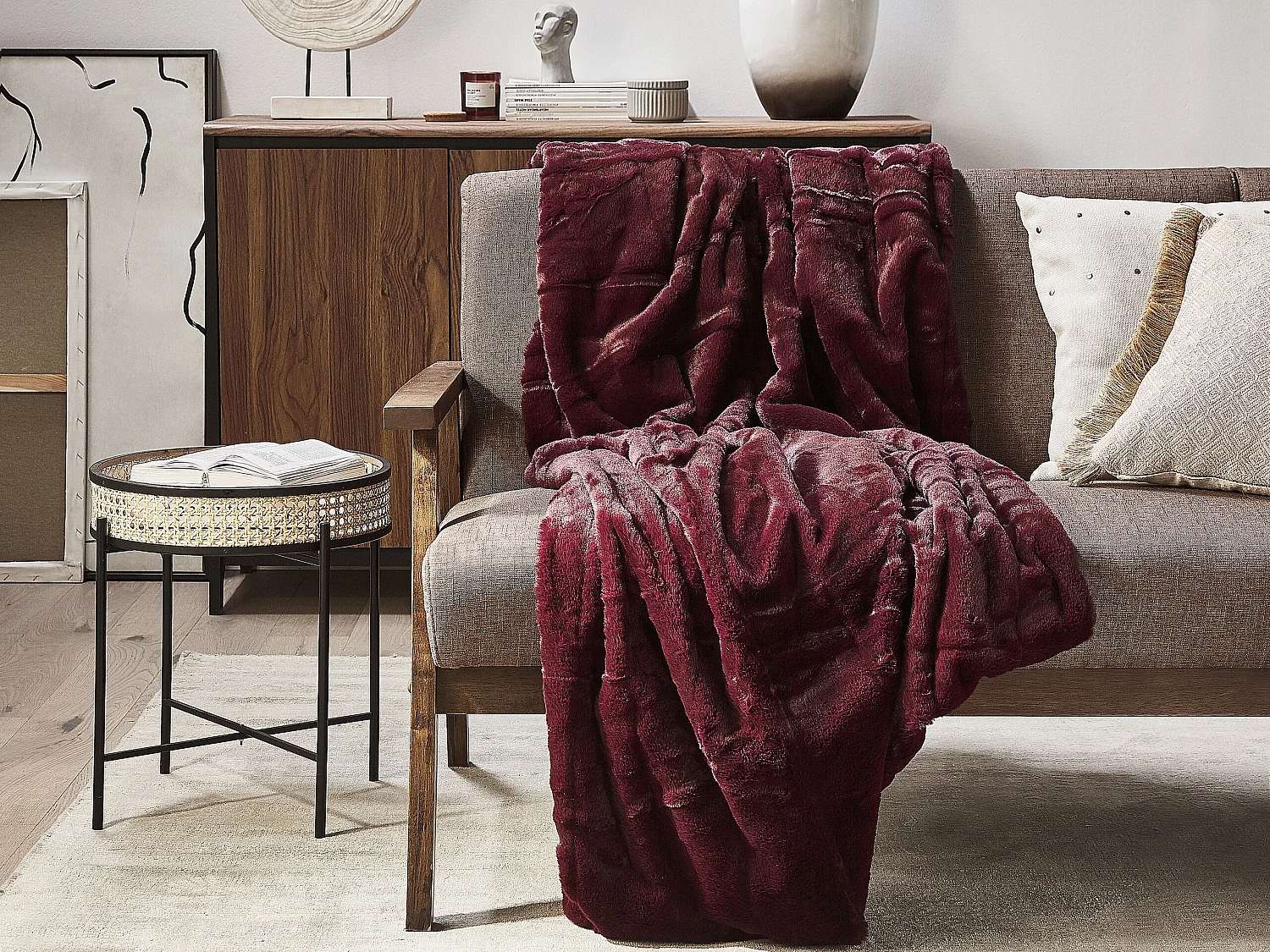 Couverture TANTAN 150 x 200 cm Rouge Bordeaux