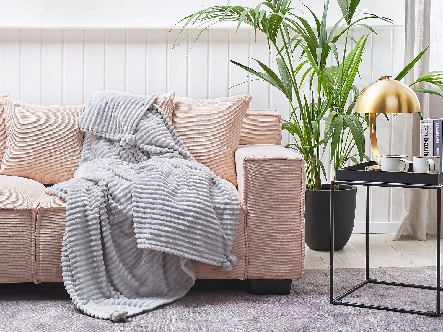 Plaid KAWERI 150 x 200 cm Lichtgrijs