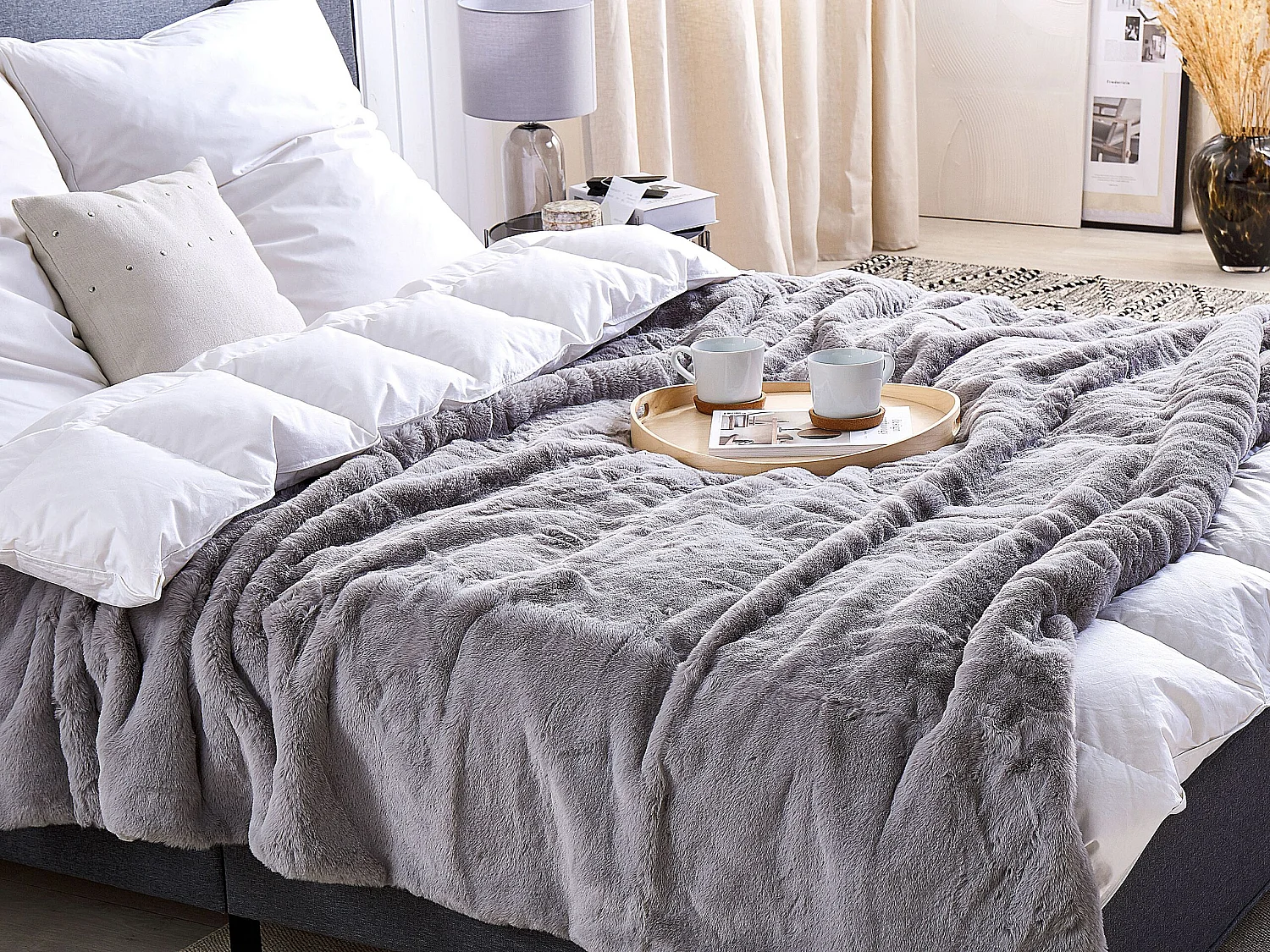 Couverture CHAAB 200 x 220 cm Gris clair