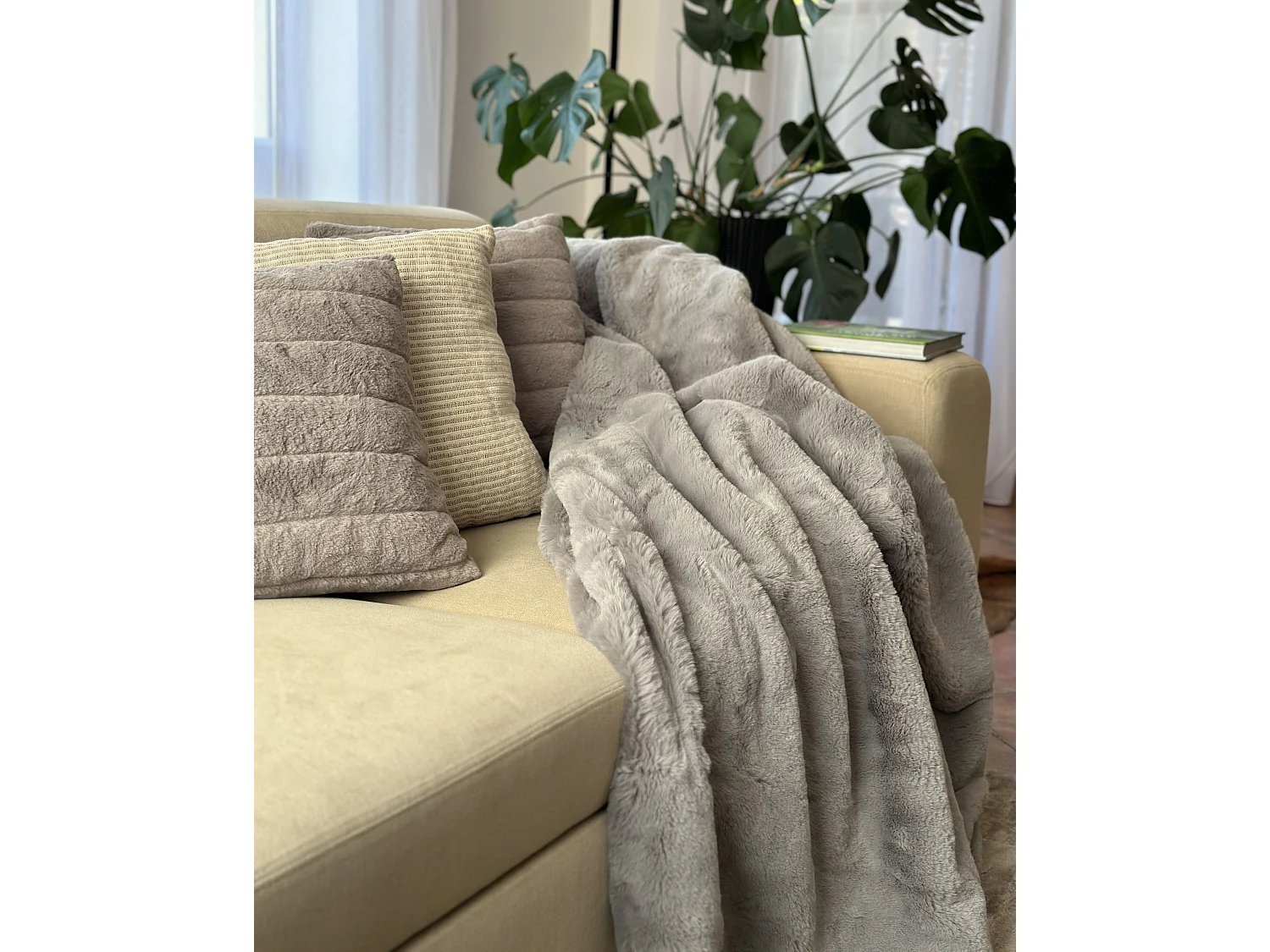 Couverture CHAAB 200 x 220 cm Gris clair