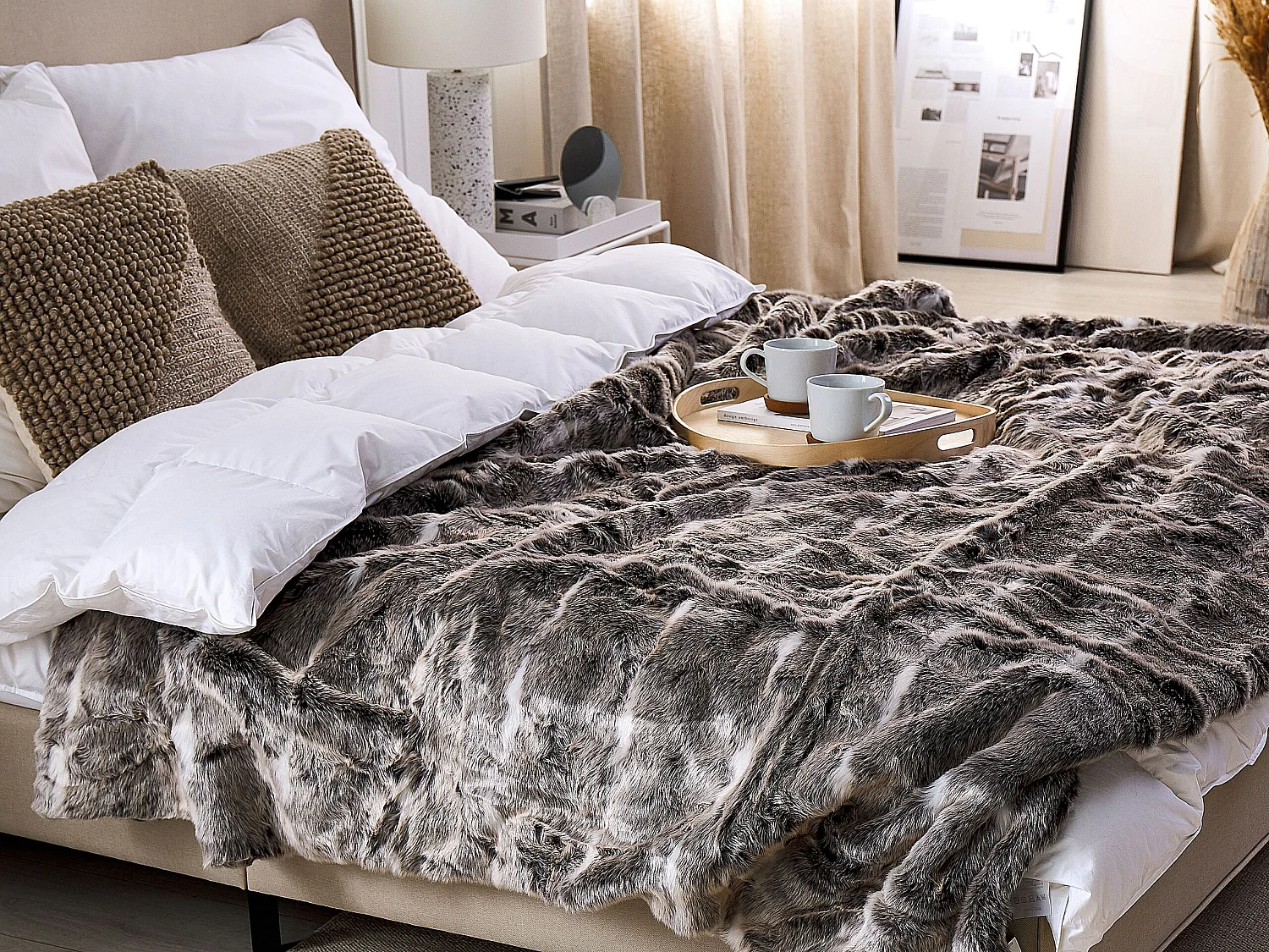 Couverture TADDART Tissu 180 x 220 cm Marron