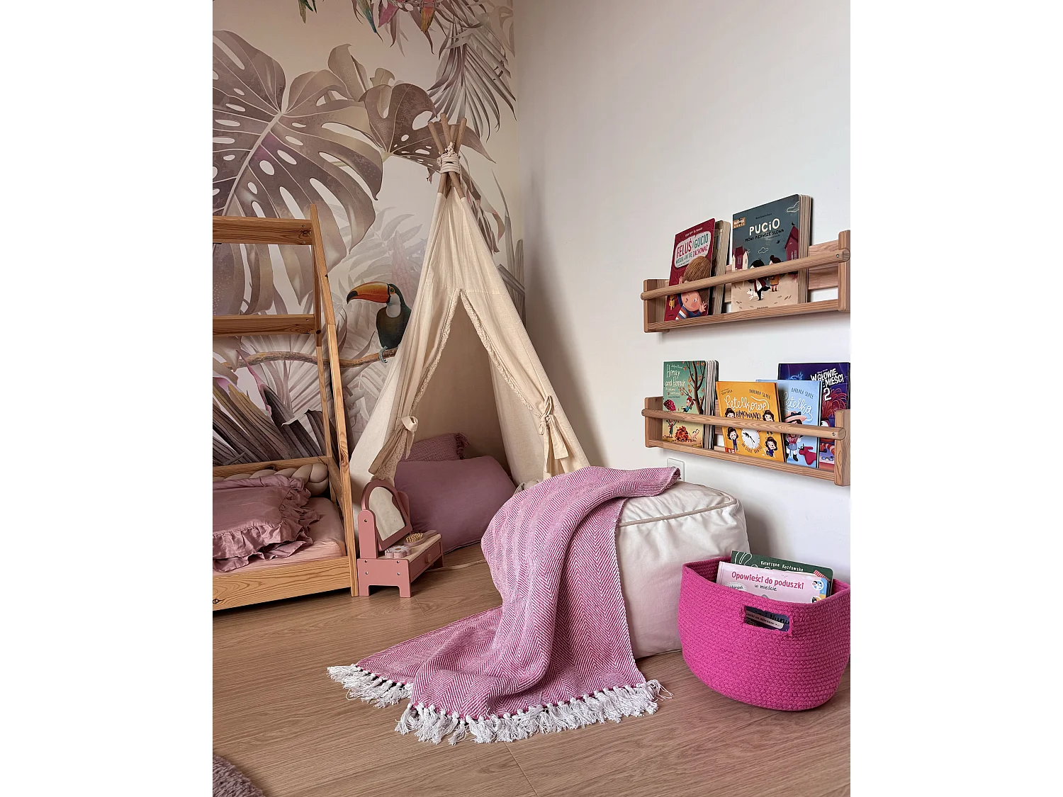Plaid TANGIER Katoen 130 x 160 cm Roze