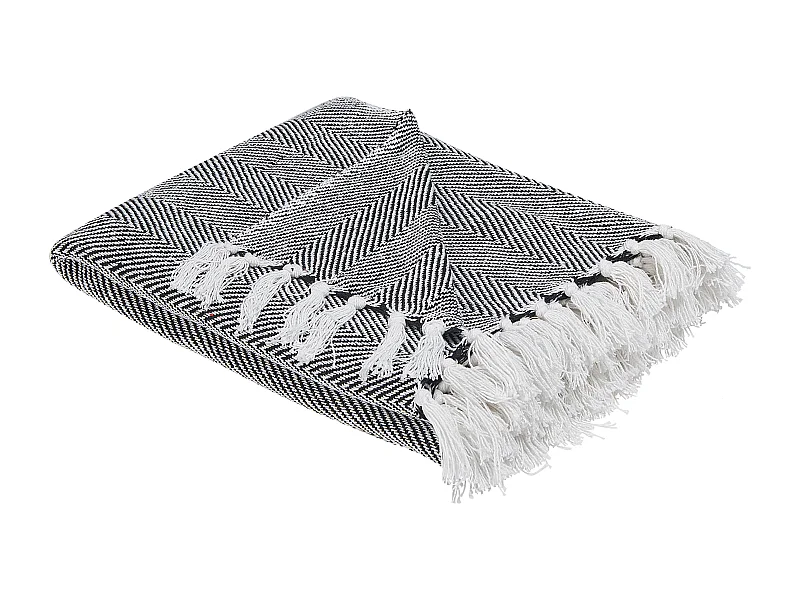 Plaid TANGIER Katoen 130 x 160 cm Zwart