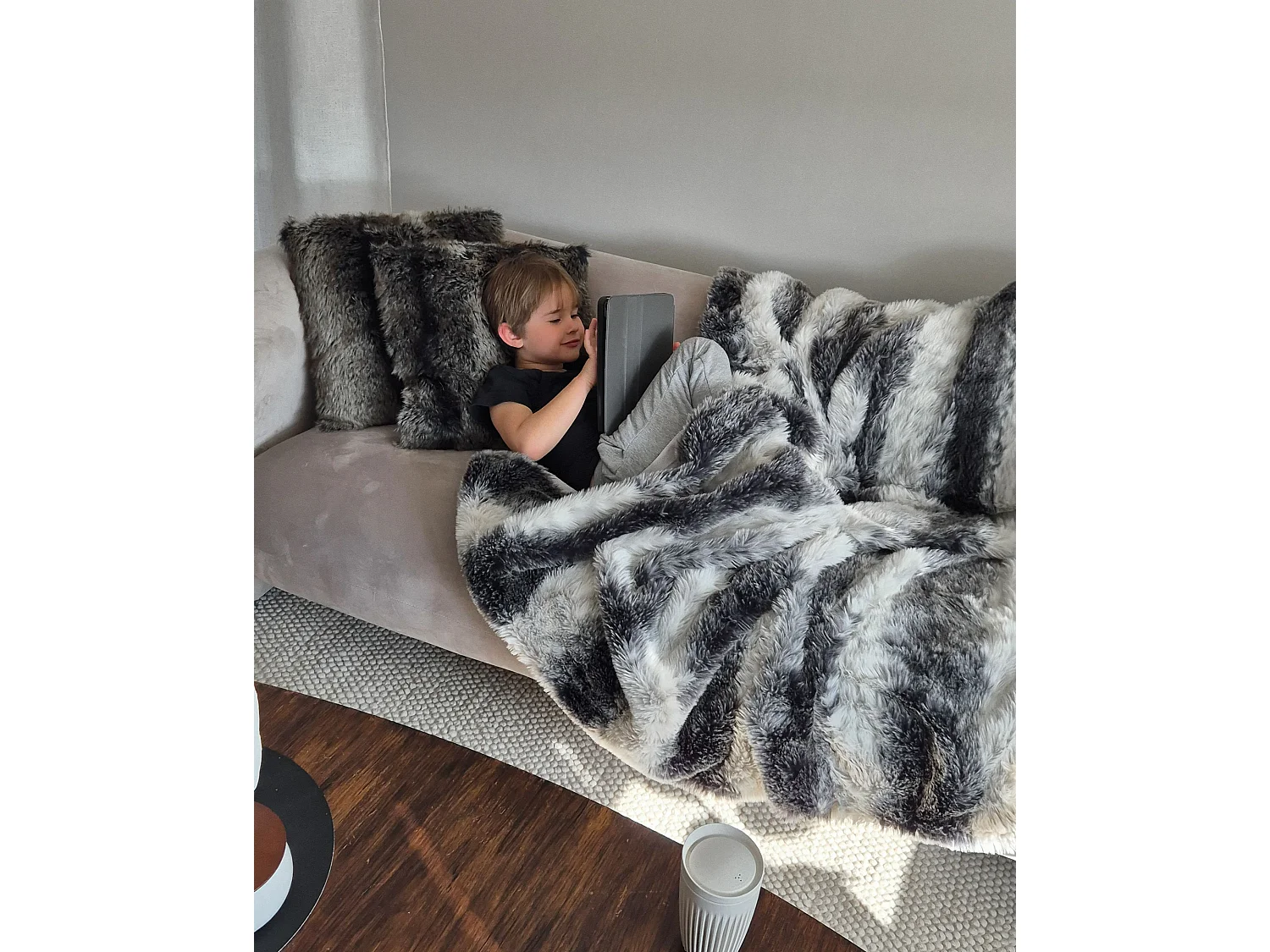 Kuscheldecke TAZA Stoff 150 x 200 cm Grau