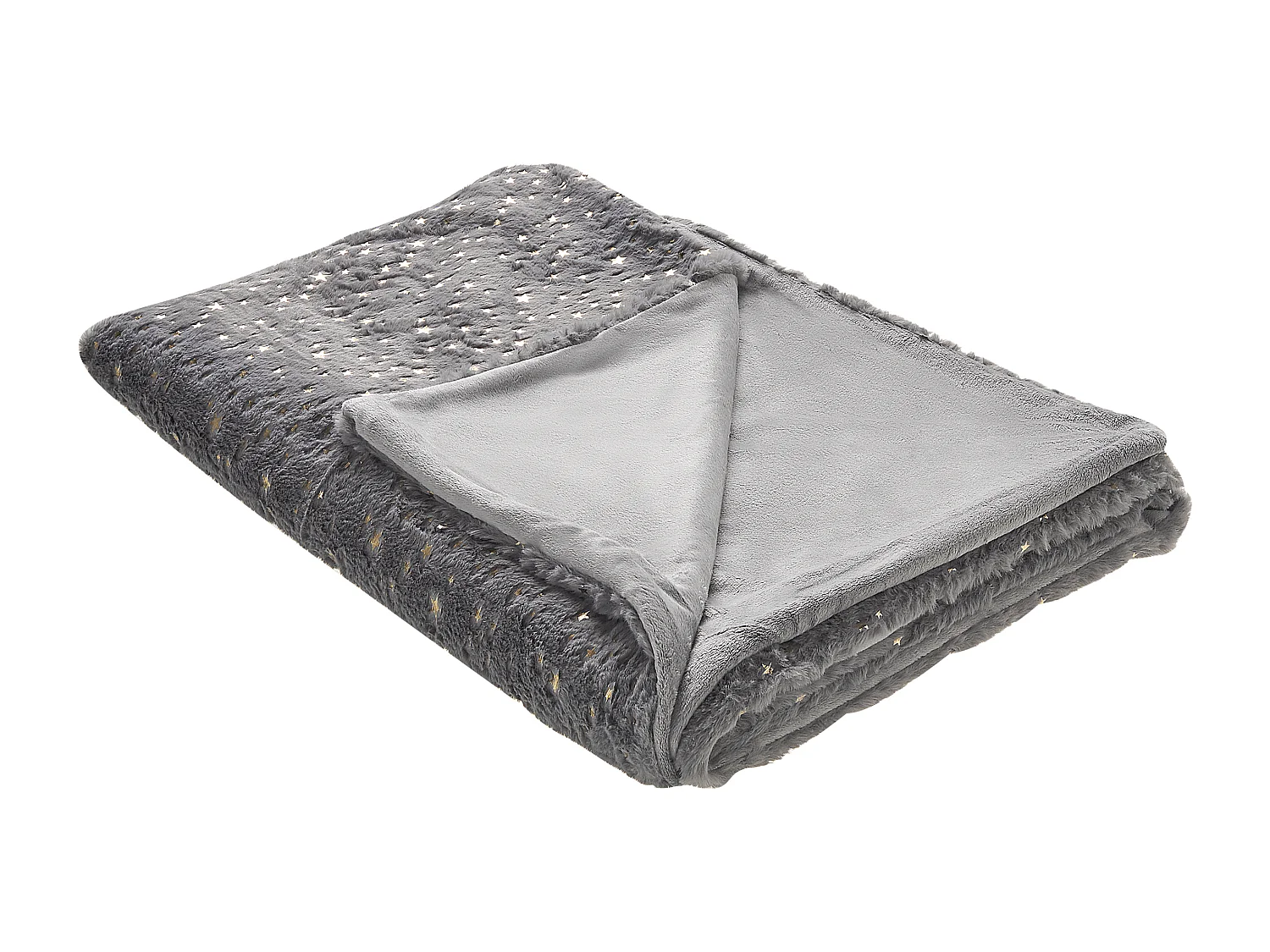 Bett Deko Decke Motiv Kuscheldecke grau mit Sternen gold 130x180 cm Alazeya