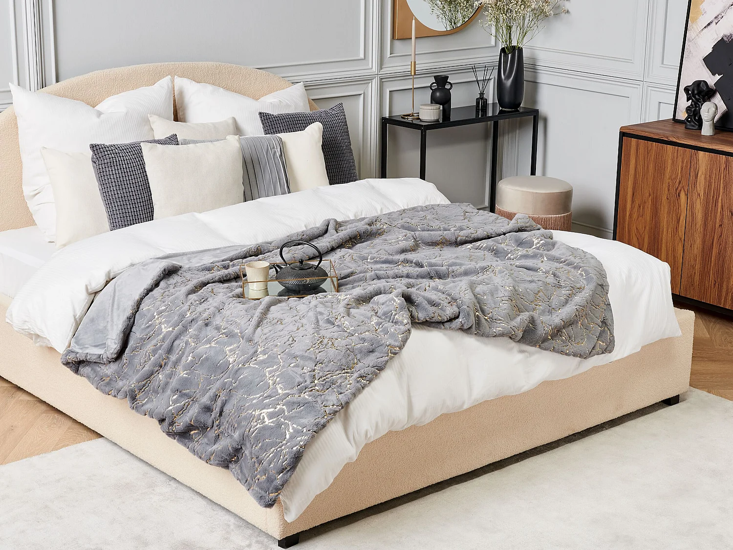 Coperta GODAVARI 130 x 180 cm Grigio