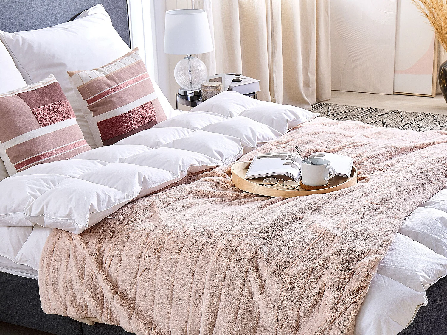 Couverture SMAHRA 180 x 220 cm Rose pastel