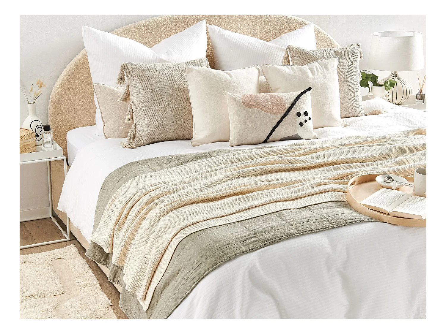 Kuscheldecke ASAKA Baumwolle 130 x 180 cm Beige
