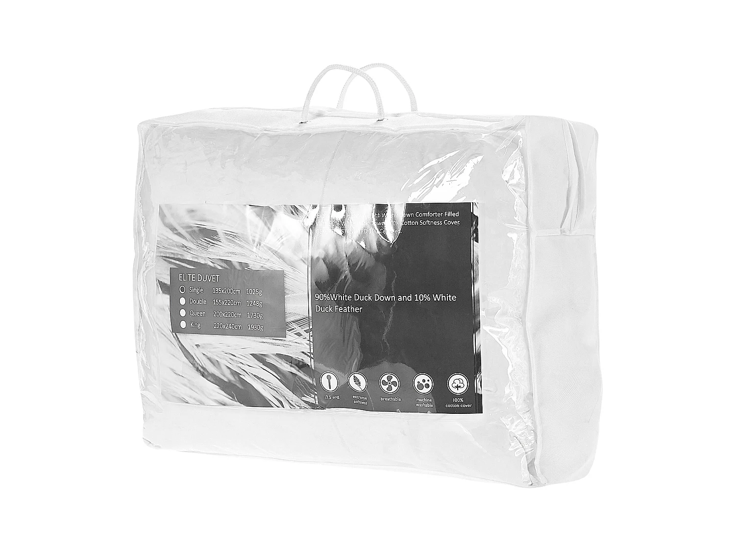 Extra Warme Bettdecke Japara Baumwolle Entendaunen weiß 135 x 200 cm Grossglockner