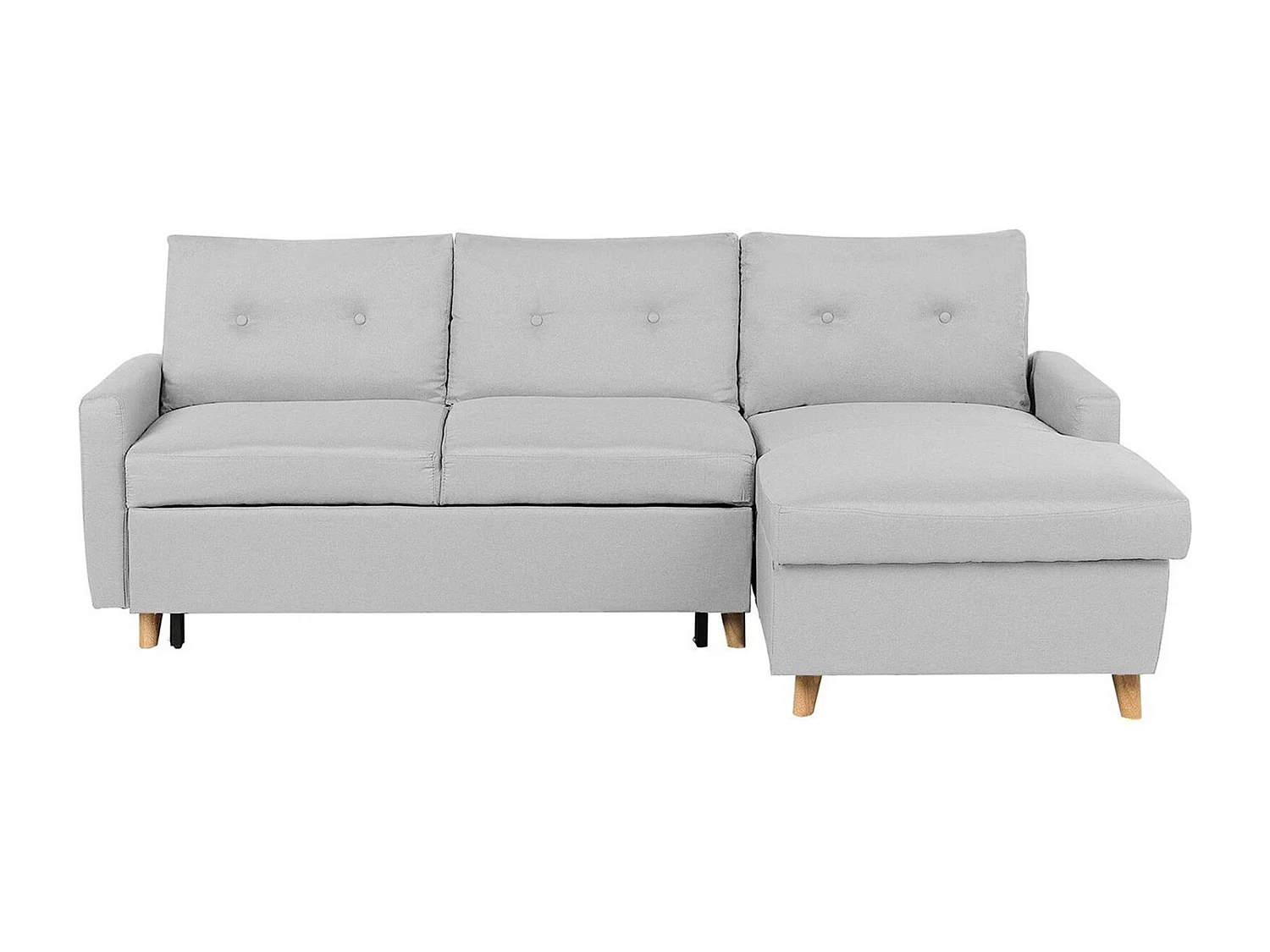 Beliani - Canapé Angle à Gauche - Flakk - Tissu, Gris Clair