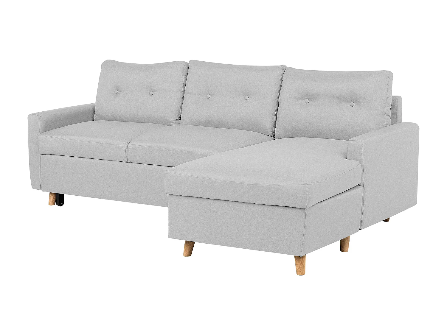 Beliani - Canapé Angle à Gauche - Flakk - Tissu, Gris Clair