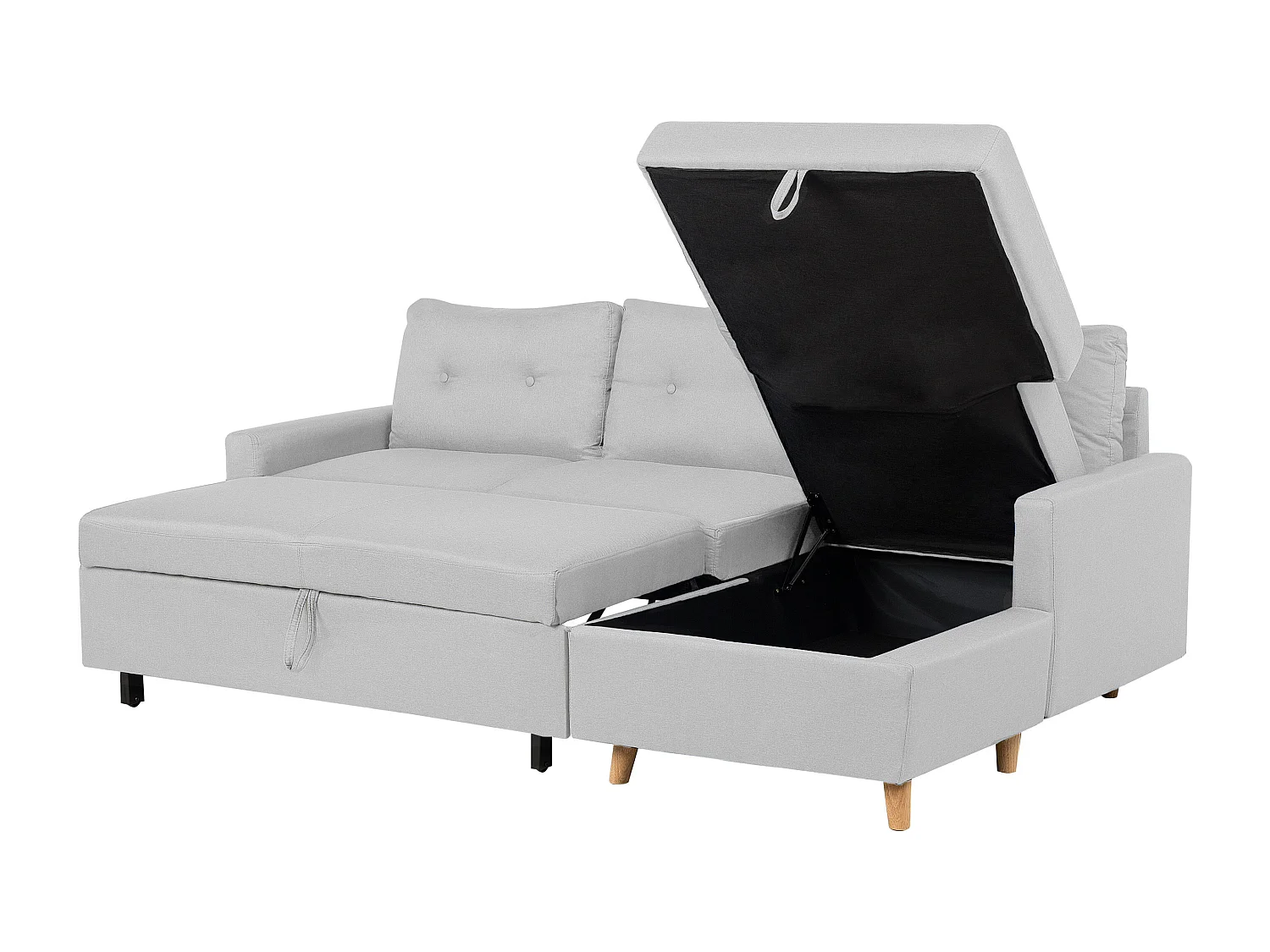 Beliani - Canapé Angle à Gauche - Flakk - Tissu, Gris Clair