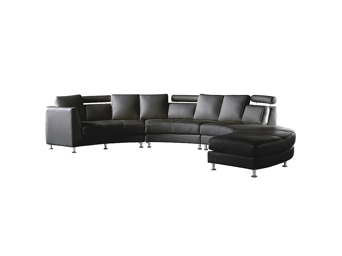 Divano semicircolare ROTUNDE Pelle naturale Nero 7 posti