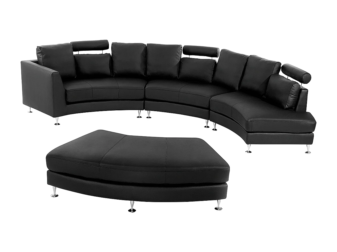 Divano semicircolare ROTUNDE Pelle naturale Nero 7 posti