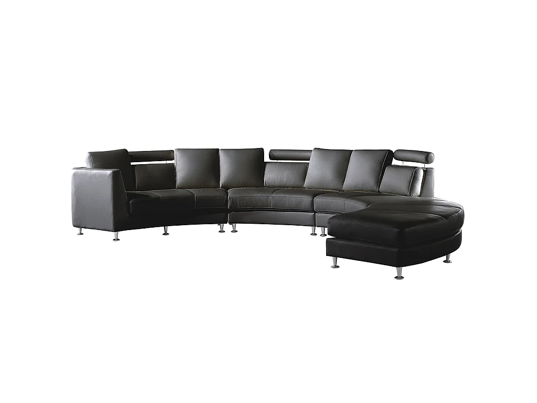 Canapé arrondi 7 places ROTUNDE Cuir Noir