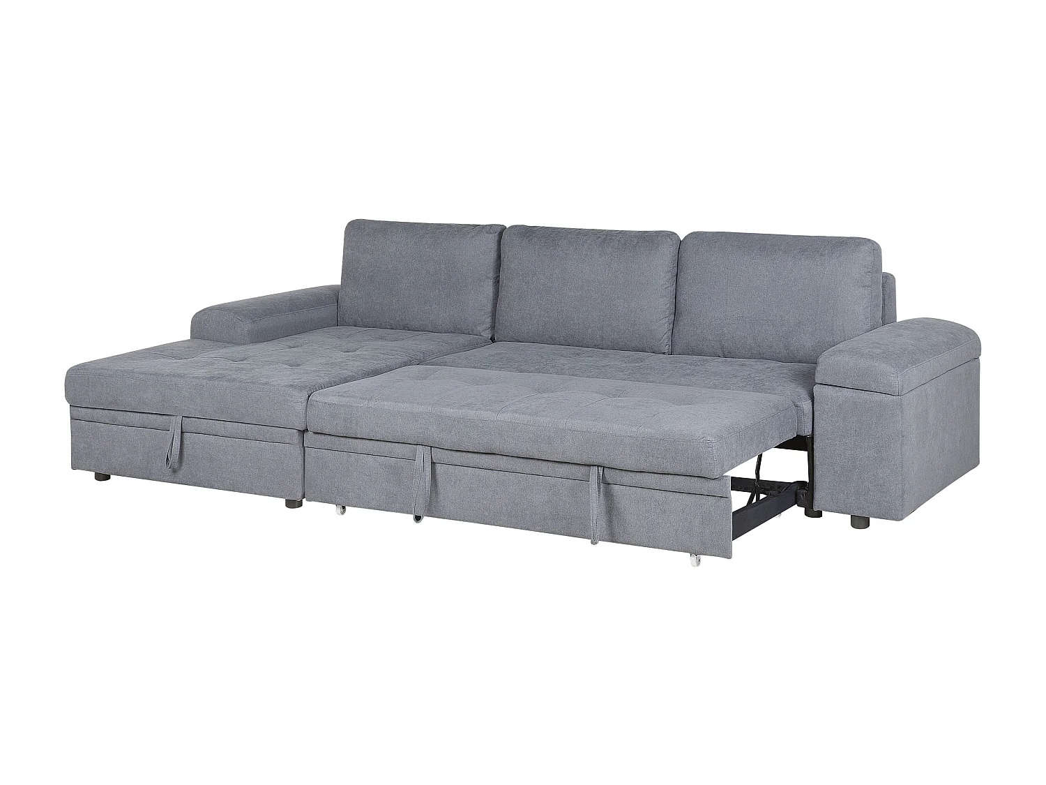 Canapé d'Angle Côté Droit en Tissu Gris Foncé 3 Places Housses Amovibles Kiruna