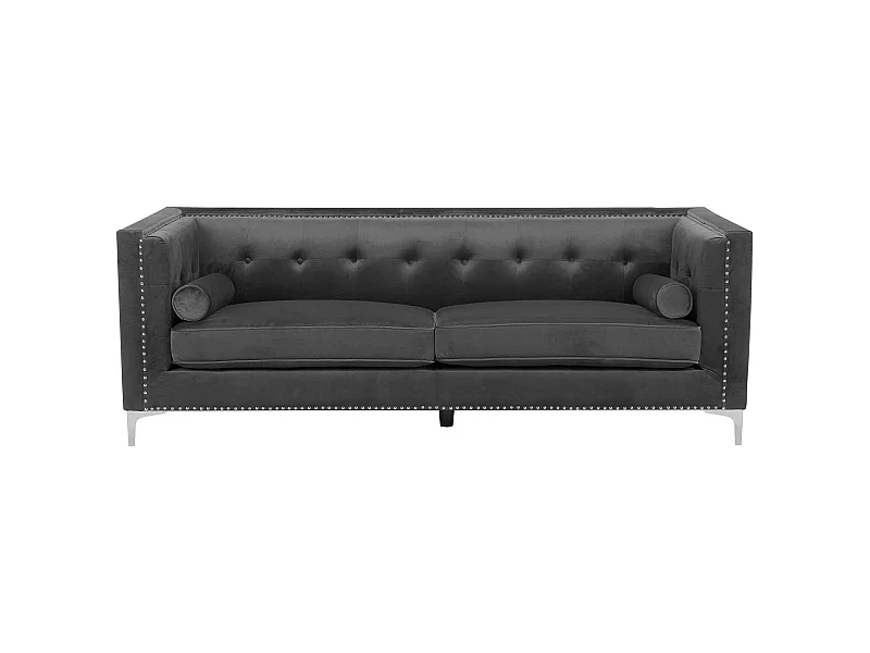 Canapé 3 places AVALDSENES Velours Gris foncé