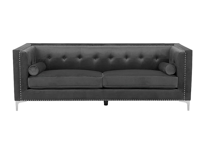 Modernes Polstersofa in Grau mit passenden Zierkissen Samtstoffbezug Avaldsenes