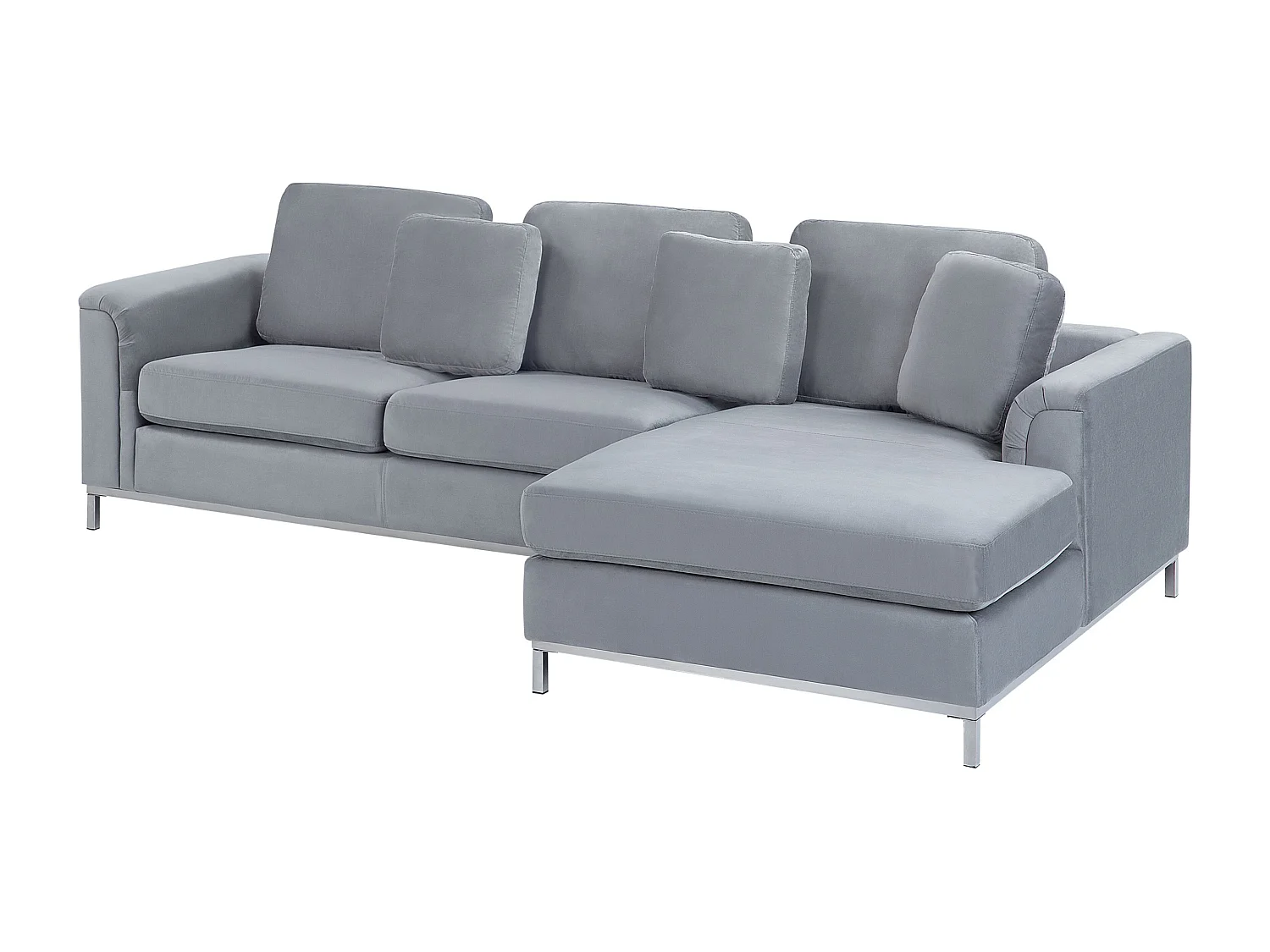 Canapé Angle à droite en Velours Gris Dossier Matelassé Housses Amovibles Oslo