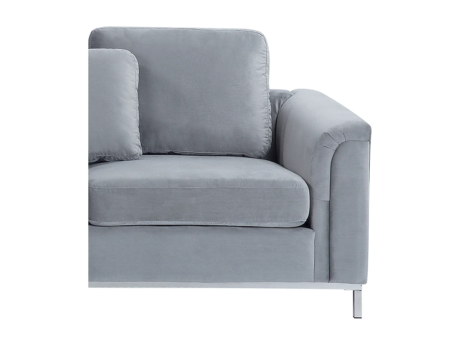 Canapé Angle à Gauche en Velours Gris Dossier Matelassé Housses Amovibles Oslo