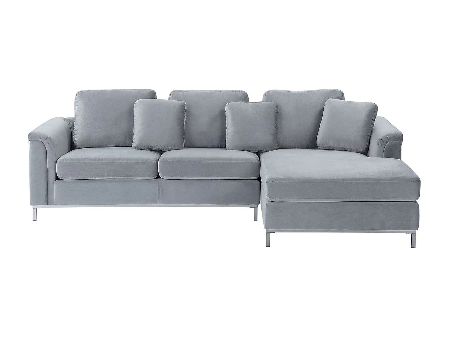 Canapé d'angle OSLO Velours Gris 4 places Côté gauche