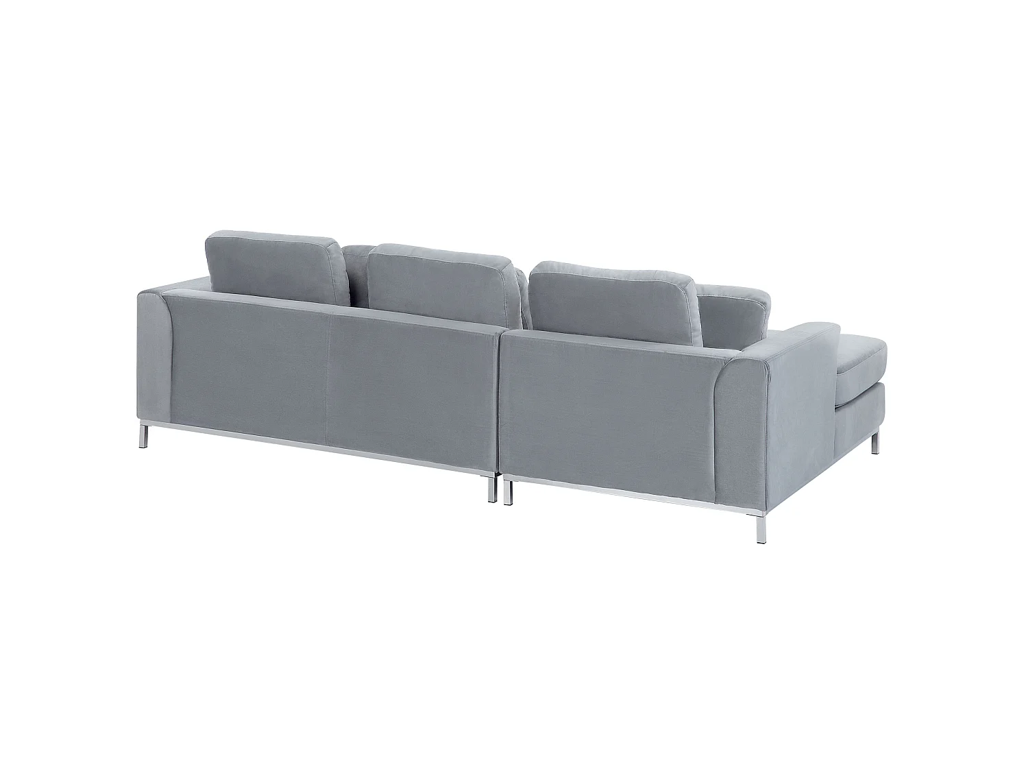 Canapé d'angle 4 places en velours matelasse gris OSLO