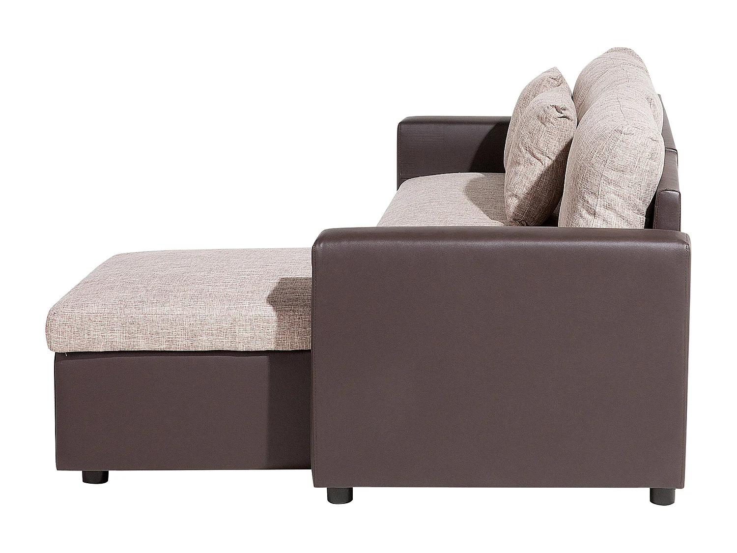 Sofá cama esquinero de poliéster marrón claro/beige izquierdo TAMPERE