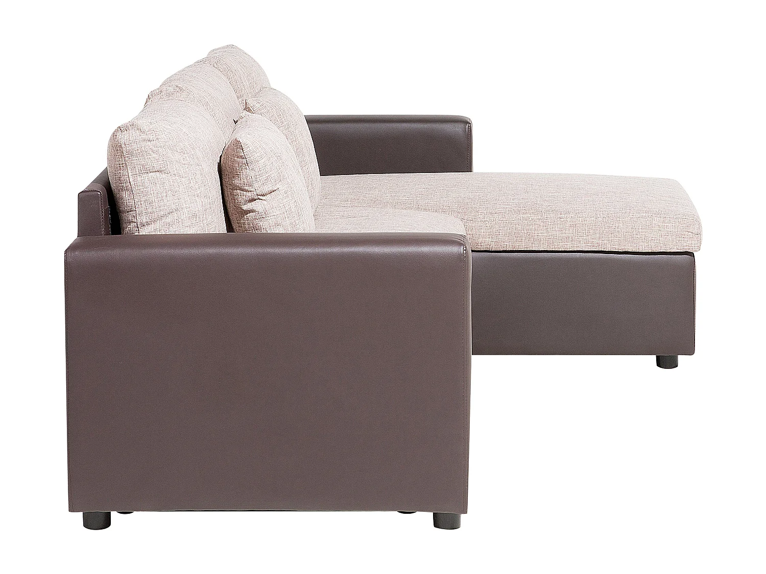 Sofá cama esquinero de poliéster marrón claro/beige izquierdo TAMPERE