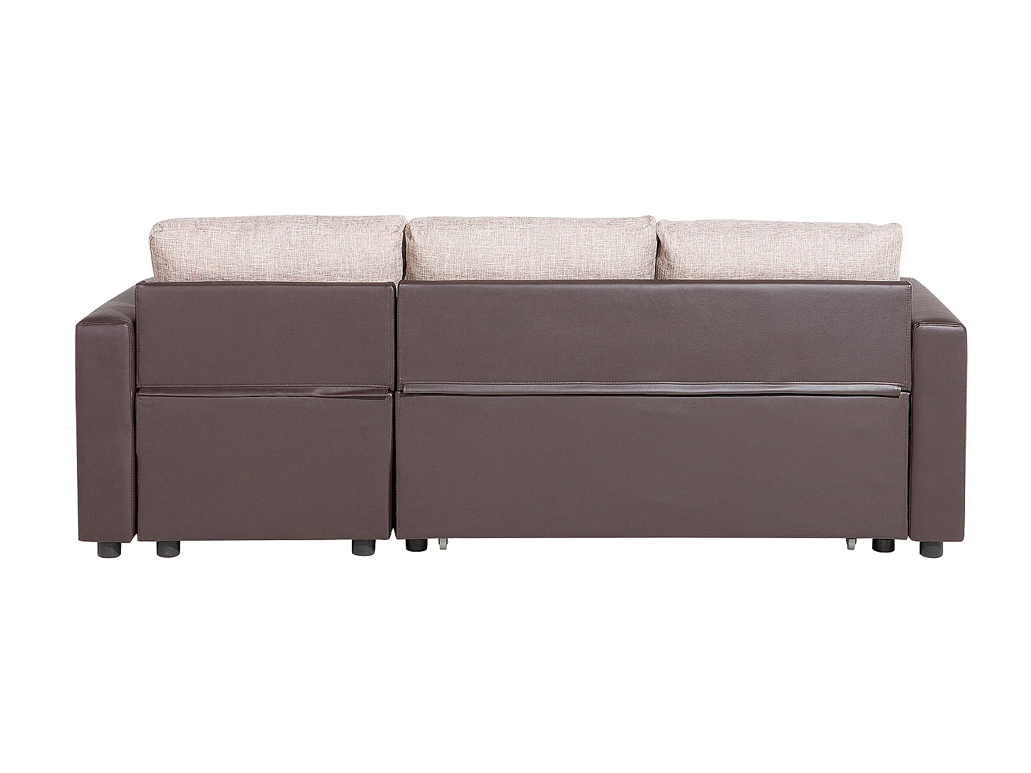 Sofá cama esquinero de poliéster marrón claro/beige izquierdo TAMPERE