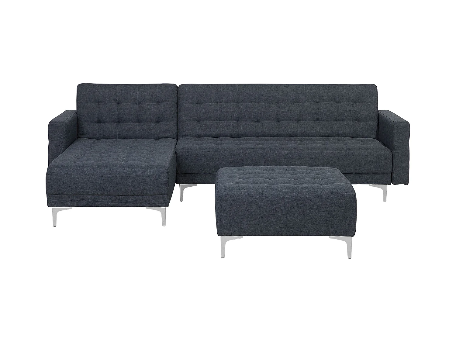 Canapé-lit d'angle modulable 4 places ABERDEEN Tissu Gris foncé avec ottoman Côté droit