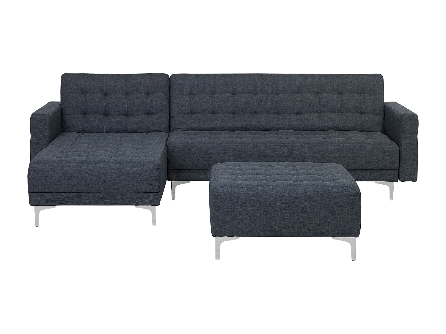 Canapé-lit d\'angle modulable 4 places ABERDEEN Tissu Gris foncé avec ottoman Côté droit