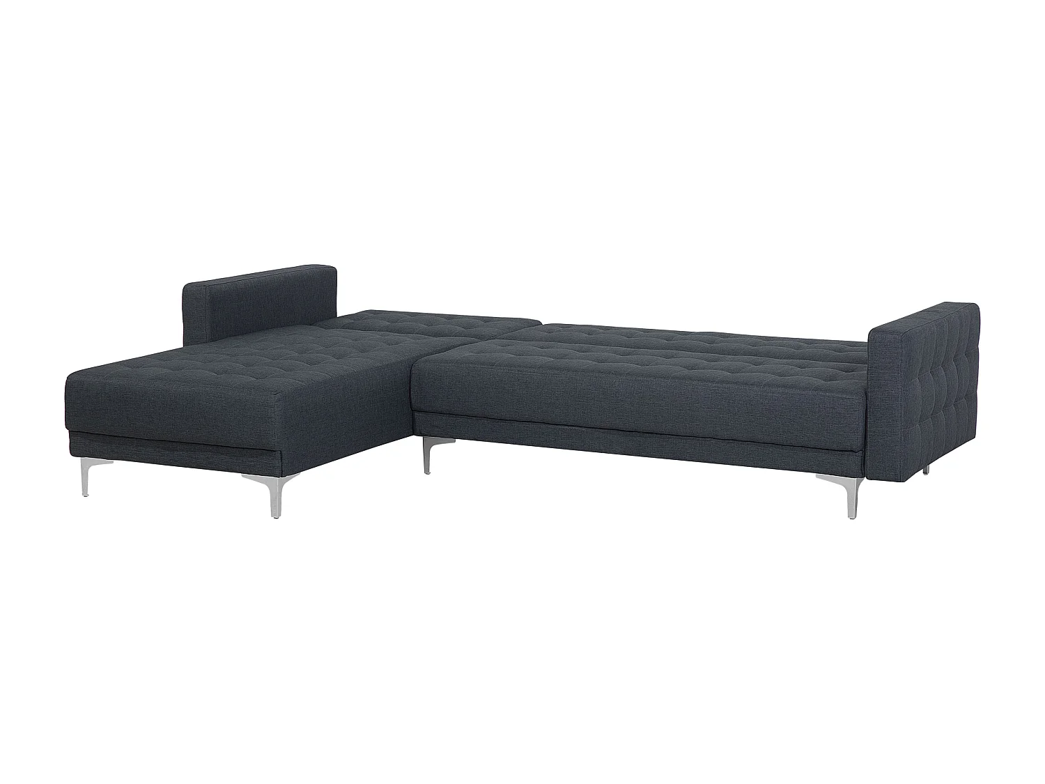 Canapé-lit d'angle modulable ABERDEEN Tissu Gris foncé avec ottoman 4 places Côté droit