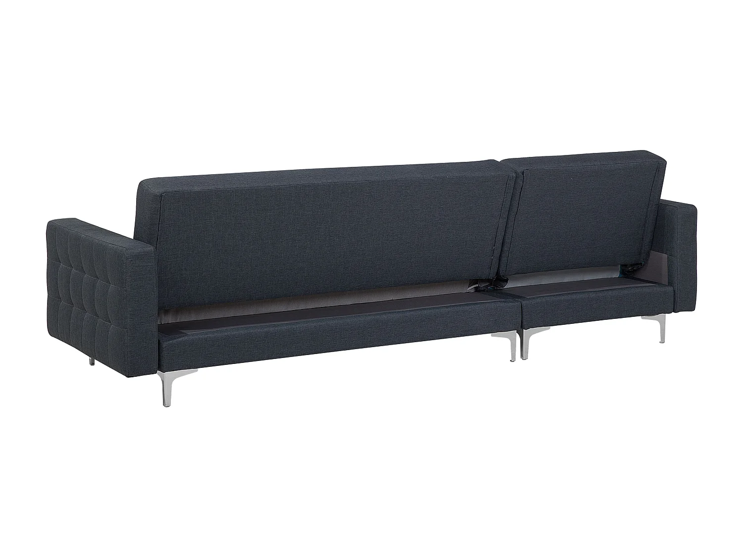 Canapé-lit d'angle modulable ABERDEEN Tissu Gris foncé avec ottoman 4 places Côté droit