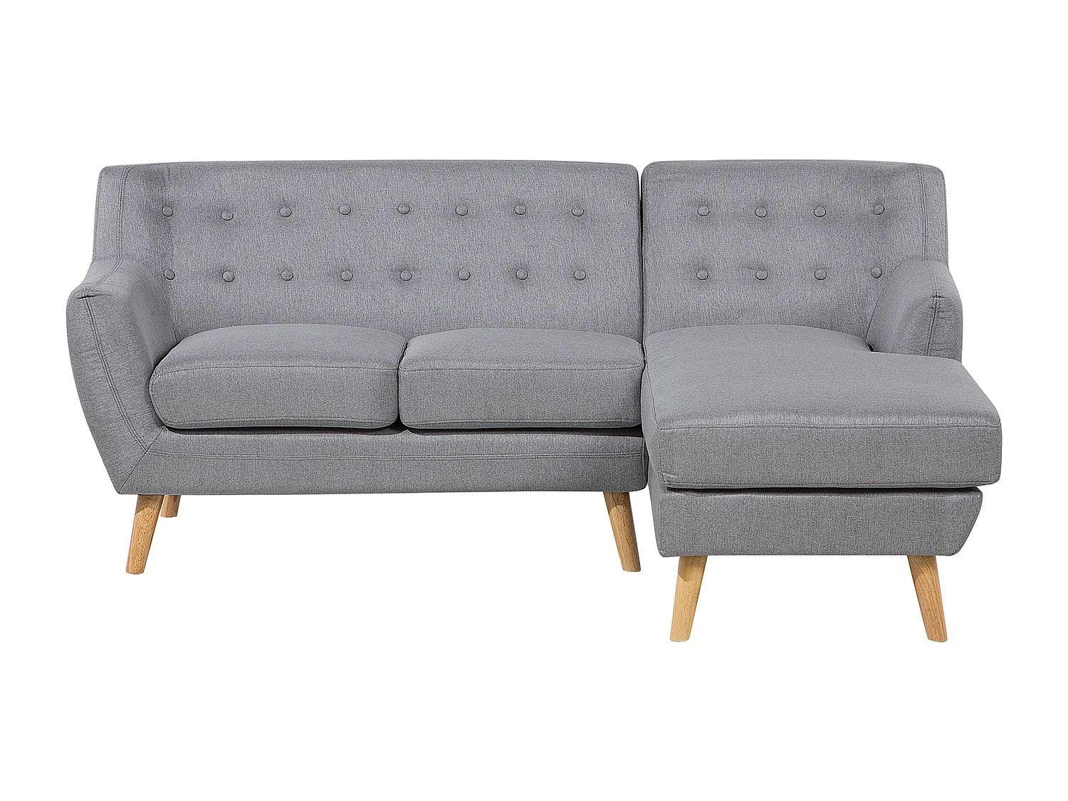 3-Sitzer Ecksofa mit Armlehnen Stoff Grau Knopfheftung Holzgestell Retro Motala
