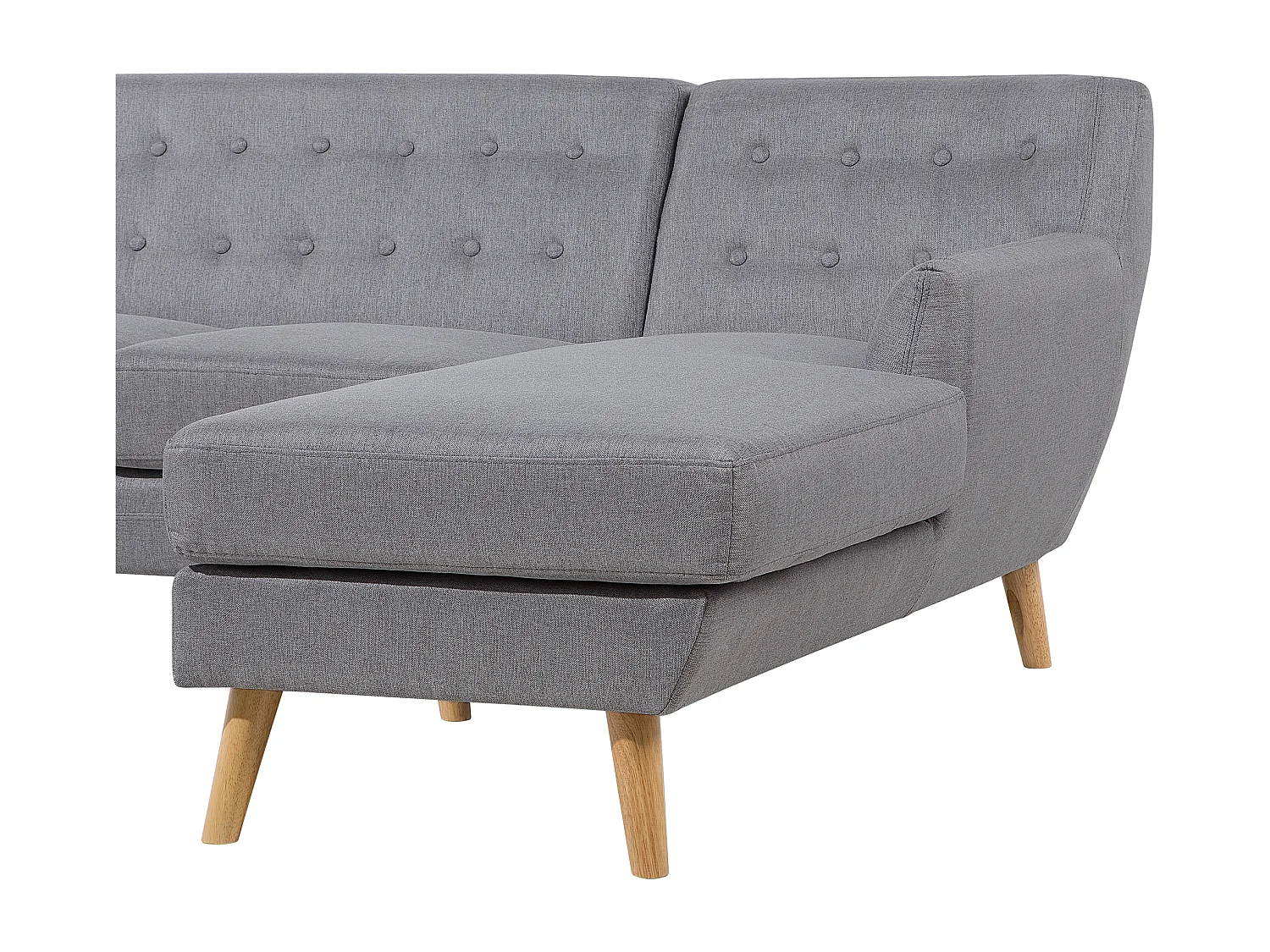 3-Sitzer Ecksofa mit Armlehnen Stoff Grau Knopfheftung Holzgestell Retro Motala