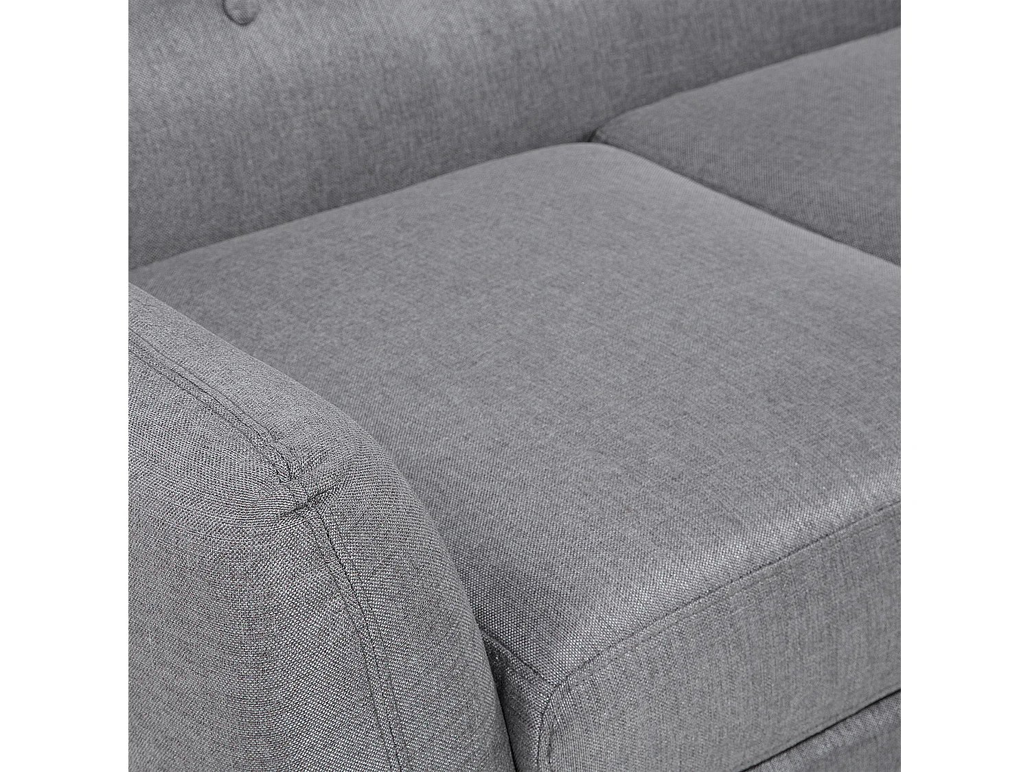 3-Sitzer Ecksofa mit Armlehnen Stoff Grau Knopfheftung Holzgestell Retro Motala